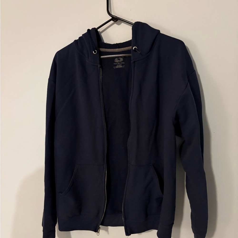 Fruit of the Loom Men's Dark Blue Zip-Up Sweater